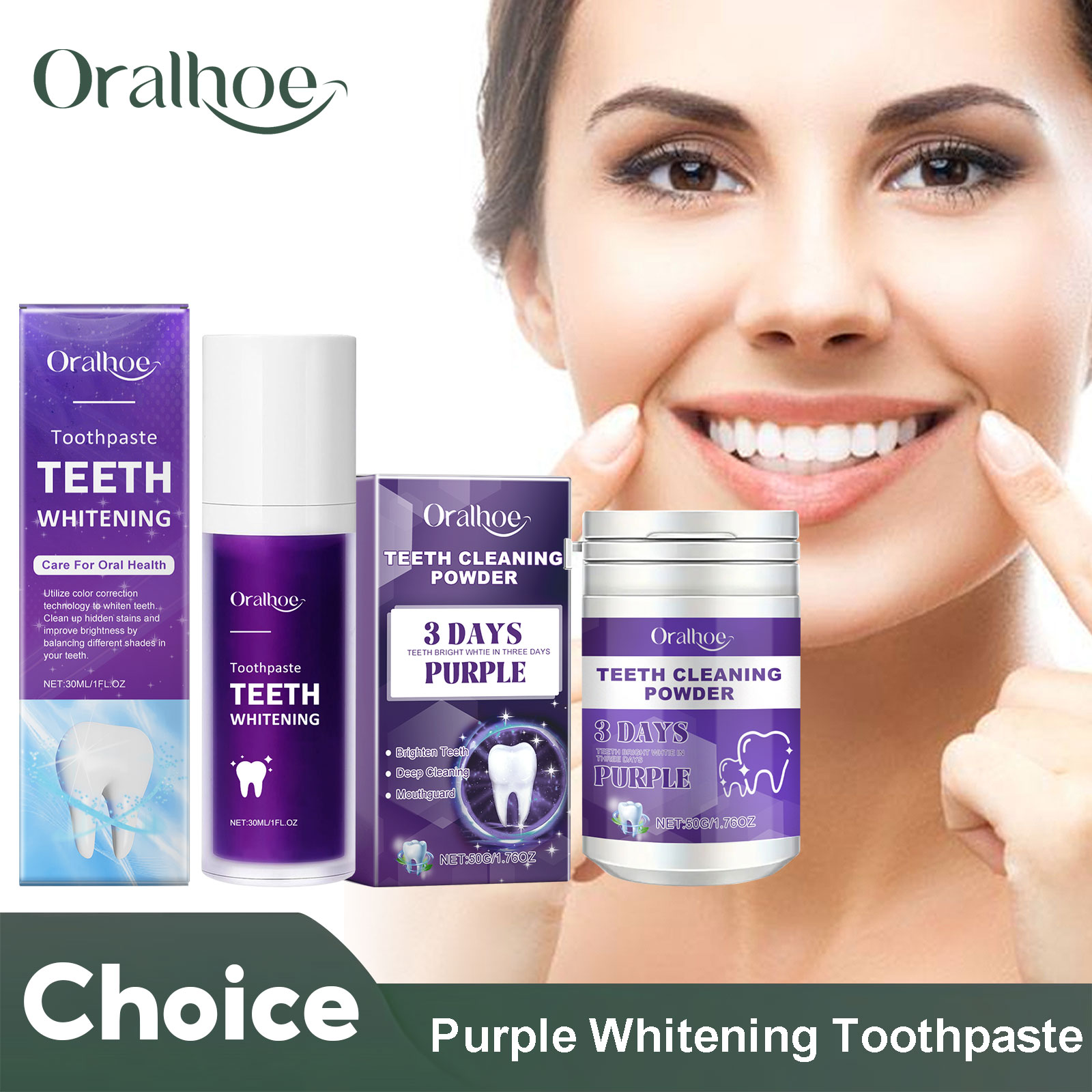 Teeth Whitening Zimba - Fioletowy korektor wybielająca pasta do zębów