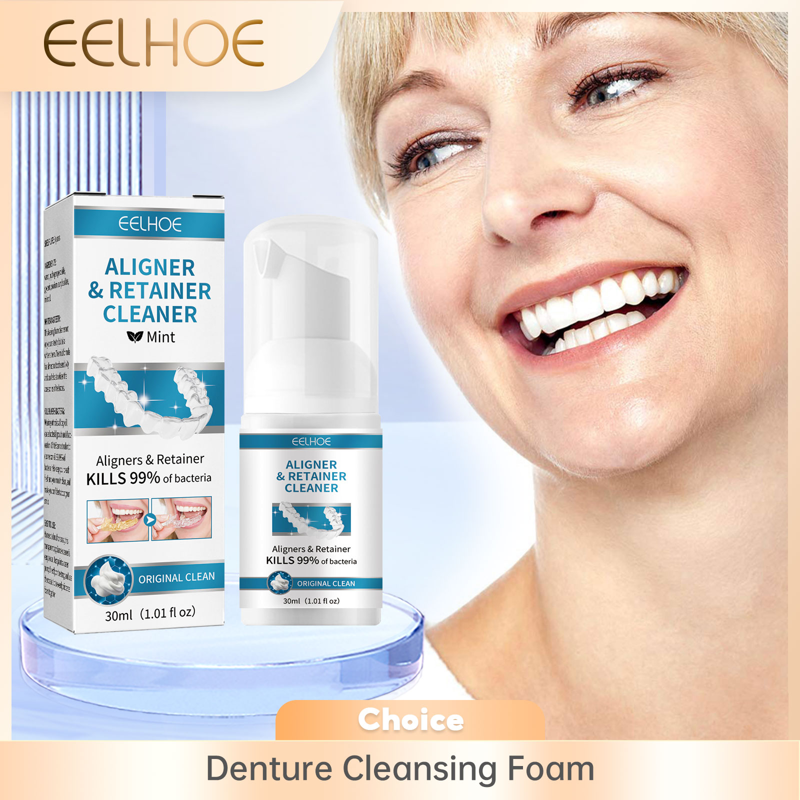 Teeth Whitening Natural - Aligner Pianka do czyszczenia protez Głębokie