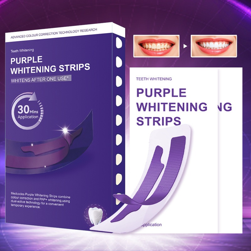 V34 Fioletowe, świecące paski  – Teeth Whitening Strips recenzja i cena