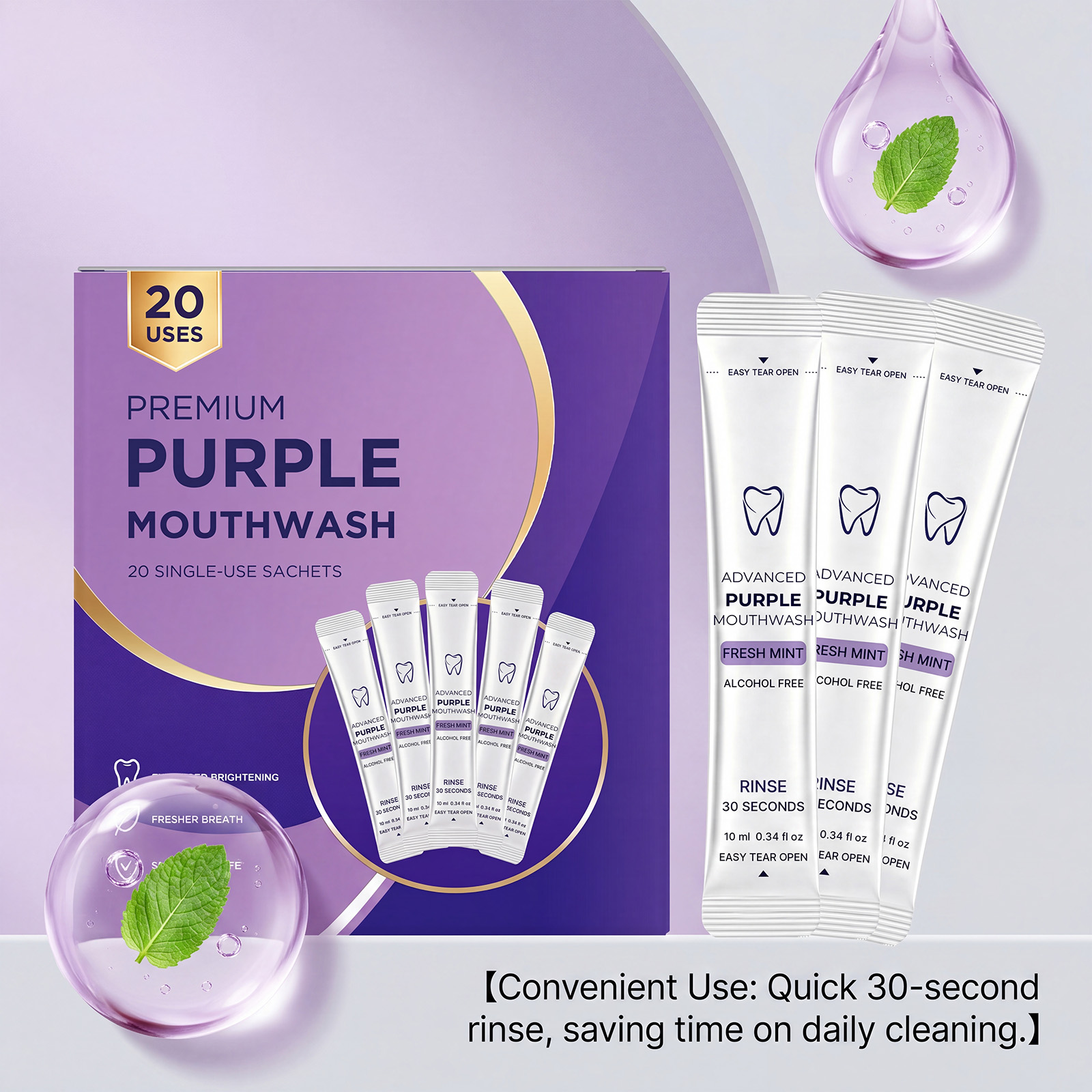 20/40 sztuk Fioletowa płyn do  – Teeth Whitening Natural recenzja i cena